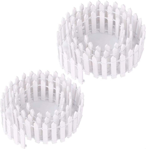 2-Pack 35 Inch Miniature Fairy Garden Fence Decorative Ornament for Dollhouse, 2 inch Height, White