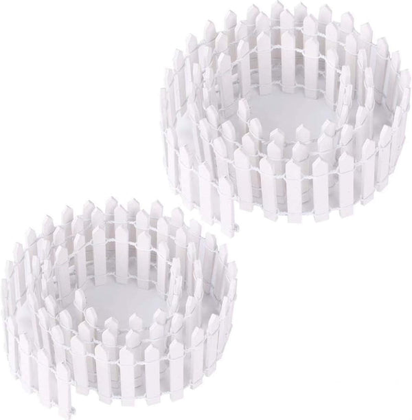 2-Pack 35 Inch Miniature Fairy Garden Fence Decorative Ornament for Dollhouse, 2 inch Height, White