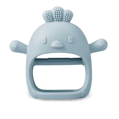 PandaEar 2 Pack Silicone Baby Teething Toys, Baby Hand Teether Mitten for Sucking Needs, White/Blue