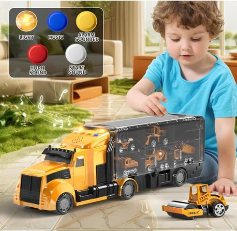 EoinMarie Set Set 3 4 5 6 3-4 3-9 Construction Toy Trucks with Carrier Truck, Play Vehicles for Years Old Boys Kids
