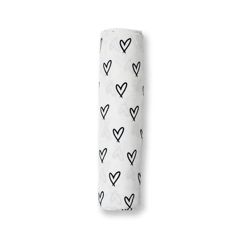 Lulujo Baby Silky Soft Muslin Swaddle Blanket, 47 x 47-Inches, Hearts by lulujo