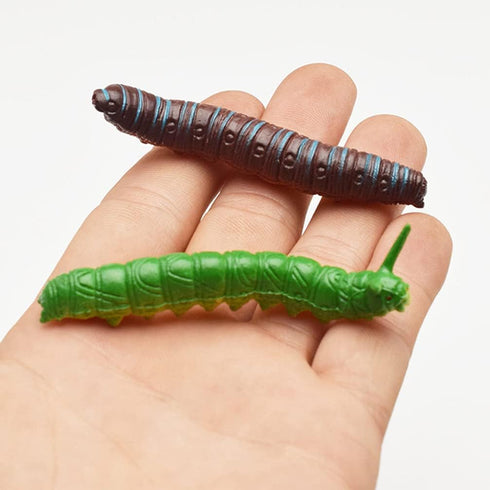 24Pcs Simulation Caterpillar Plastic Fake Worm Crawling Halloween Prank Toy, Educational Learning Toys for Kids