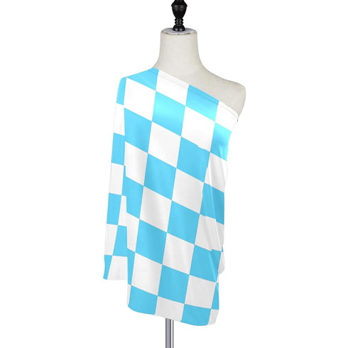 Jynexis Sky Blue Checkerboard Plaid High Stretchy Car Seat Cover for Babies Multi Use Carseat Canopy Cover Nursing