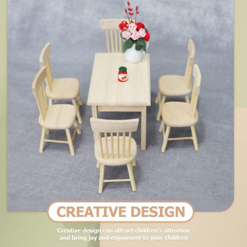 Toddmomy Doll Furniture Set, Miniature Table Chair for 1/12 Scale Dollhouse Kitchen Decoration
