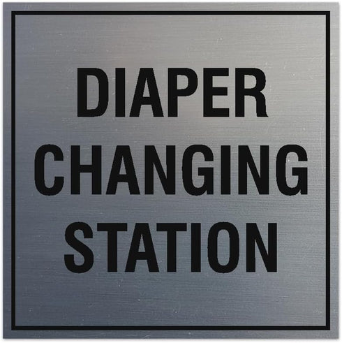 Signs ByLITA Square Diaper Changing Station Sign, Easy Installation, Durable Material (Brushed Silver)