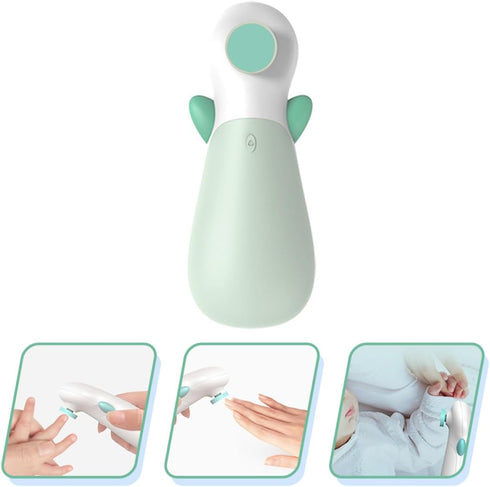 Trimmer Set Electric Nail and Polisher for Newborns, Soft Grinding Heads, Safe Non-Injury Design, Light Green Grooming