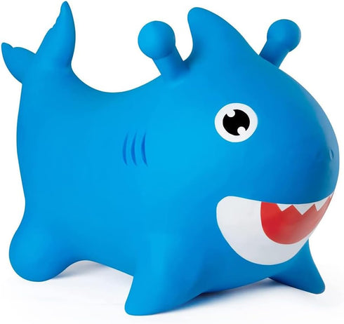 Blue Shark Bounce & Ride-on Inflatable Hopper - Toddler Toy with Pump for Fun Playtime
