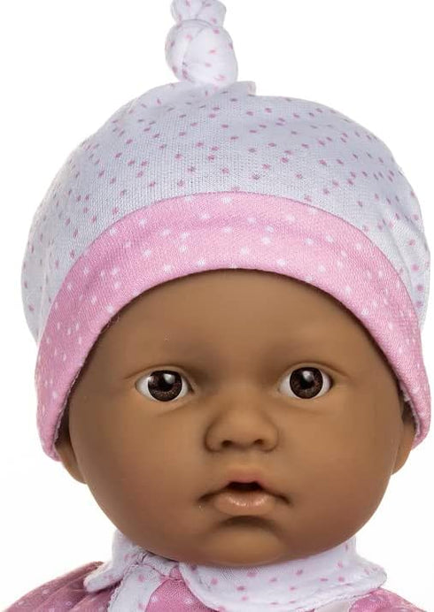 JC Toys La Baby Hispanic 11-inch Small Soft Body Baby Doll La Baby | Washable |Removable Pink Floral Outfit w/Hat, Pacifier & Blanket | for Children 12 Months +
