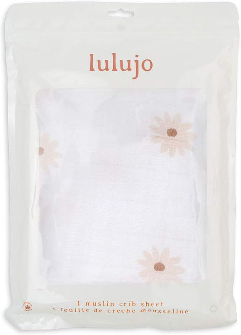 28"x 52", 1 Pack Lulujo Muslin Crib Sheets - Fitted Crib Mattress Sheets for Boys and Girls - (Daisies)