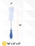Superio Long Bottle Brush Scrubber, Blue and White Baby Bottle Brush with Rubber Grip Handle