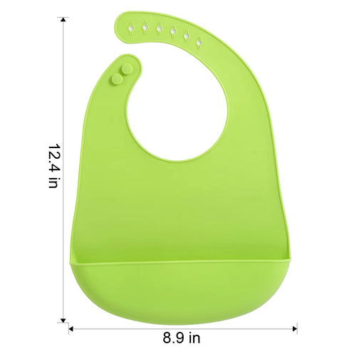 PandaEar 2 Pack Silicone Baby Bibs Super Thin Light Weight for Babies & Toddlers Feeding, Adjustable Silicone Bibs with Food Catcher Pocket, Waterproof, Soft, Unisex, Non Messy (Blue Green)
