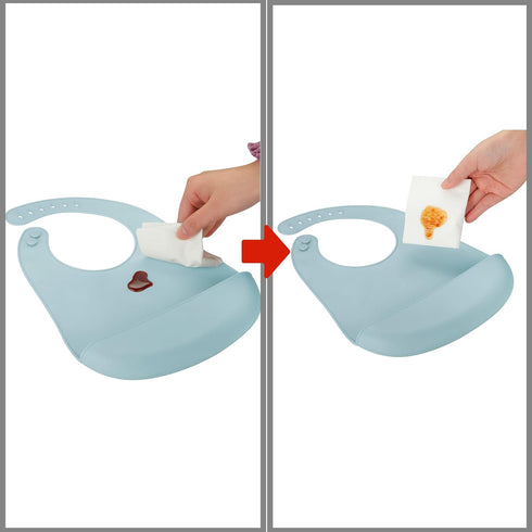 3 Pack PandaEar Silicone Baby Bibs, Super Thin Light Weight Waterproof for Babies & Toddlers, Adjustable Soft Silicone