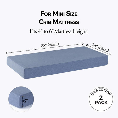 Boys,Girls,100% Sheets,2 Pack,Pack Fitted,Pack Sheets,24 38 Dreamology Mini Crib Sheets for Cotton Crib and Play