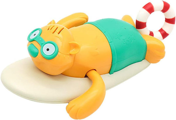 Pull String Baby Bath Toy, Cute Surfing Beaver Swimming Windup Clockwork Bathtub Toy for Toddlers