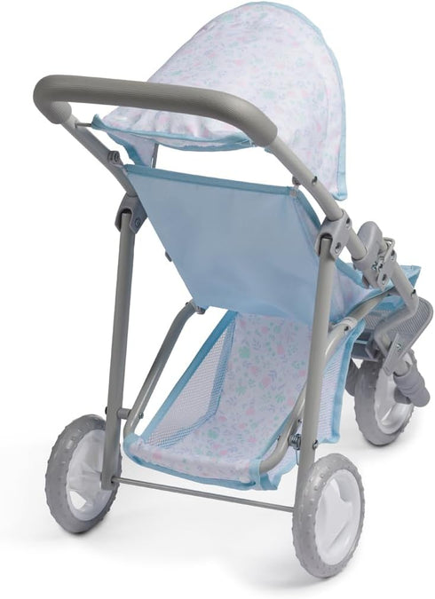 |3 3+ JC Toys | Berenguer Boutique Wheeled Folding Doll Jogger Stroller | Blue | Ages