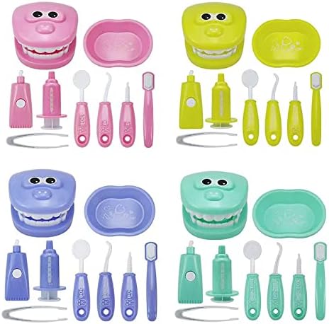 9Pcs/Set Dental Early Education Brushing Toys, Children Role Play Toy Crocodile Cartoon Tooth Brushing Model Preschool