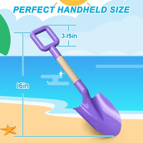 Amarlozn 16" Summer Beach Sand Shovels Toy for Kids, Jumbo Gardening Tool Kit, Sturdy Long Handheld Wooden ABS Plastic