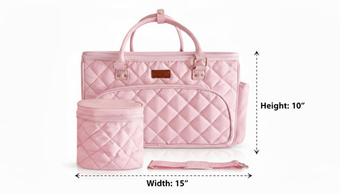 MOMCANDO Diaper Bag Tote with Dividers, Zipper, Top Cover and Strap, Larger Size with insulated storage bag - Pink