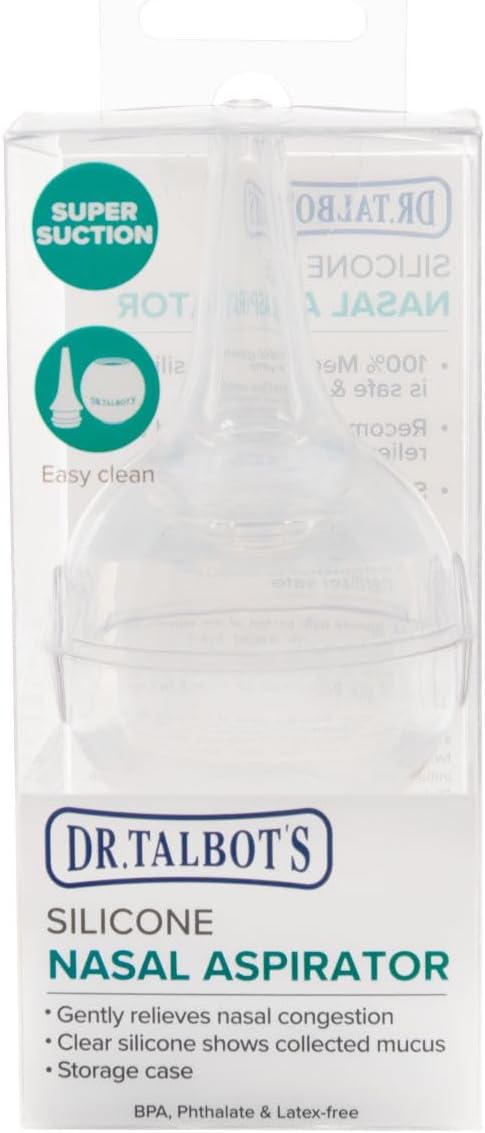 Talbot's Dr. Nasal Aspirator for Babies - Silicone - Includes Storage Case - Clear