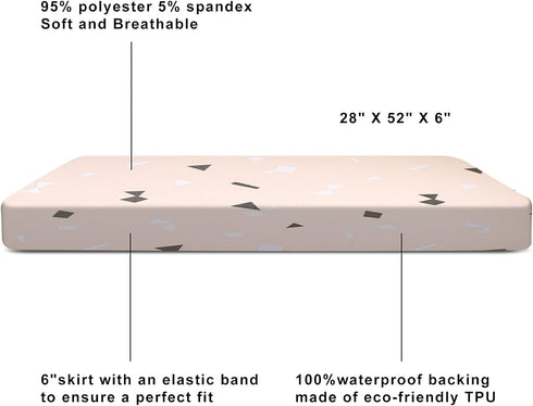 2 Pack 52''x28'' MooMoo Baby Crib Mattress Sheets Waterproof Toddler Crib Mattress Protectors Breathable