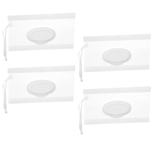 Sorcristy 4PCS White Baby Wet Wipes Pouches, Travel Wet Wipes Bags Cases, Reusable Refillable Portable Travel Wipe