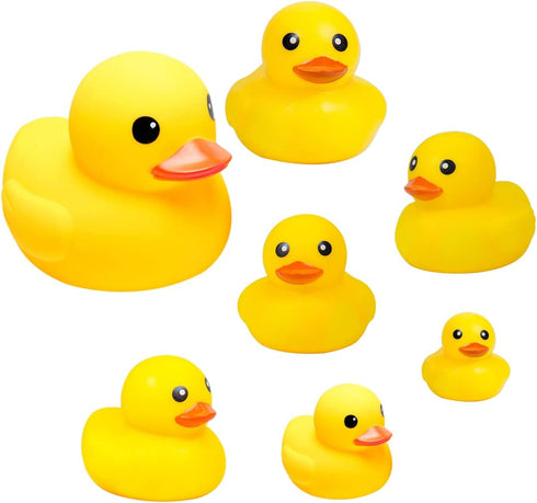 Yellow Rubber Ducks, 7pcs Large Bath Toys for Baby Shower Infants Kids Toddler Party Decoration