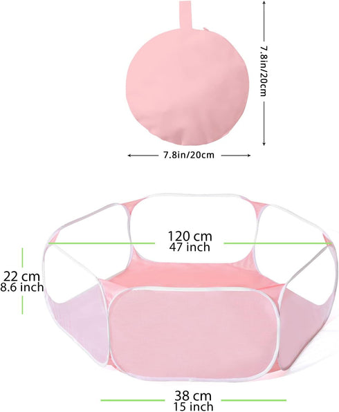 Kids Ball Pit Large Pop Up Play Tent for Toddlers Girls Boys for Indoor Outdoor Baby Playpen with Carry Tote (Pink)