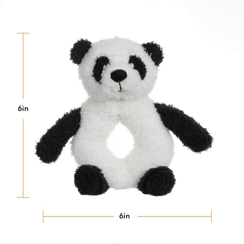 Apricot Lamb Baby Lovey panda Soft Rattle Toy, Plush Stuffed Animal for Newborn Soft Hand Grip Shaker Over 0 Months (White panda, 6 Inches)