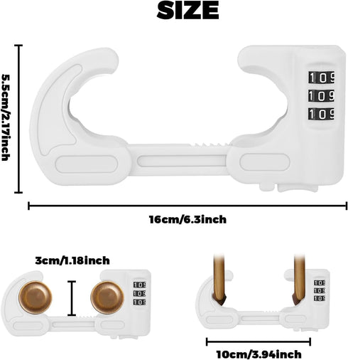 HoneSecur 4 Pack U-Shaped Cabinet Locks with Combination Baby Proofing Cabinet Lock Child Proof Sliding Cabinet Door