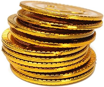 100Pcs Plastic Play Coins Gold Pirate Treasure Hunt Coins - Toys for Kids Party Theme Props & Decoration