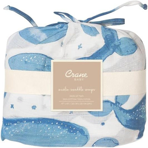 100% Set 2, 47" 47", Crane Baby Cotton Muslin Swaddle Blankets, Caspian Ocean, Baby Swaddle Blanket, of x Swaddles