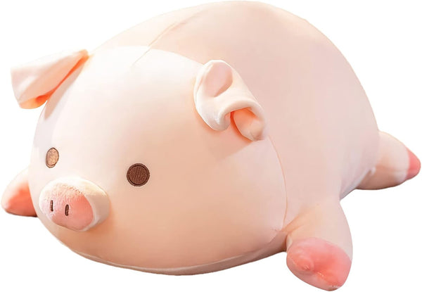 Cute Kawaii Pig Plush Pillows, Soft Stuffed Animal Hugging Pillow, Birthday Gifts for Girls (Round Eyes, 15.7in)