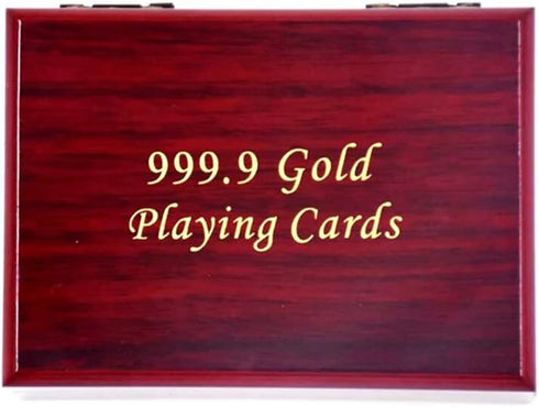 Luxury 24K Gold Foil Poker Playing Cards with Wooden Box, Waterproof Cards for Party, Camping, Birthday Gift