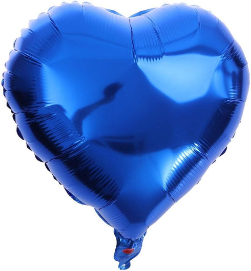 25pcs 18" Blue Heart Balloons - Helium Filled Foil Birthday Decorations