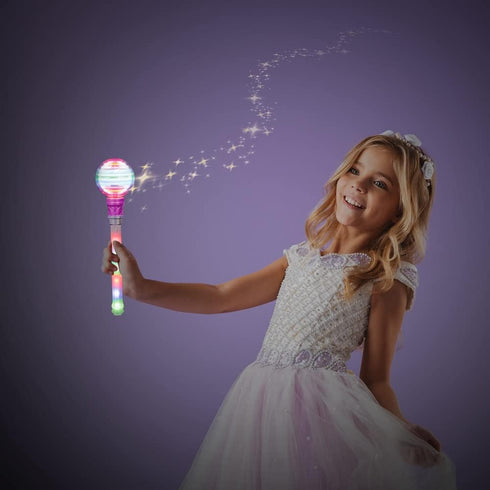 ArtCreativity Spinning Light Up Wand for Kids, 14-Inch LED Light Wand with Batteries Included