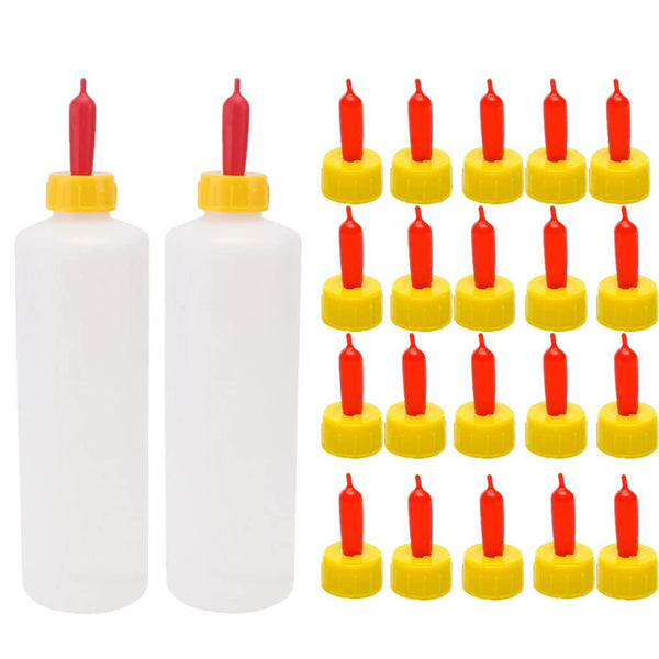 Goat Nipple and Bottles Set - 25 Pieces Small Animal Milk Drink Kit with 400 ml Lamb Feeding Bottle (White)