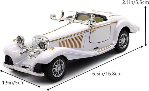 PUXU 1:28 Pullback 6.5in/16.8cm) Scale Diecast Metal Antique Classic Model Cars Collectible Toy Gifts (White,Length