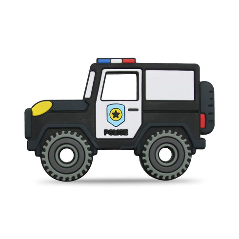 Baby Silicone Teether, Sensory Chew Toys, BPA Free Soft Infant Teething Relief, Freezer Safe (Police Car)