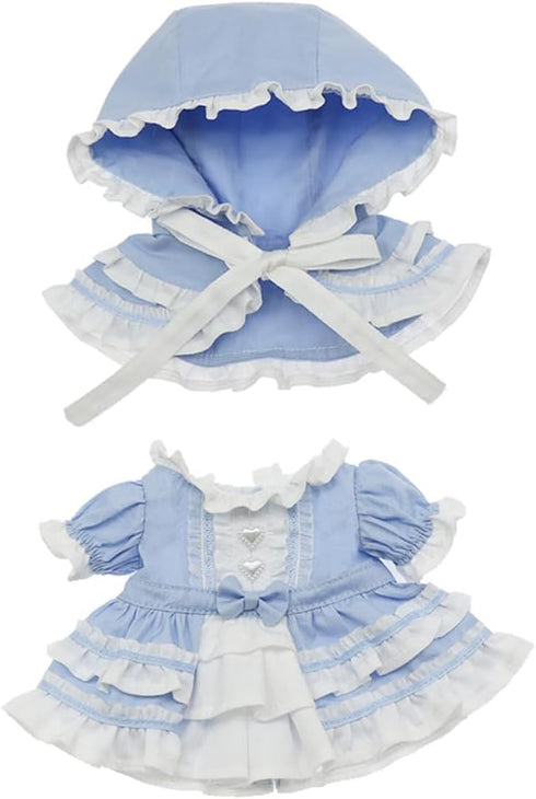 niannyyhouse Dresses Ponchos Gown Outfit for 20cm 8in Plush Doll Clothes Dress Up (Blue)