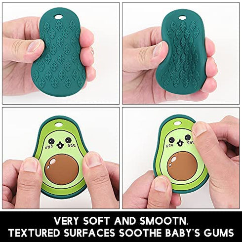 Set 3 Baby Food Grade Silicone Teether Toy with Pacifier Clip Holder,Teething Pain Relief Toys Gift for Months+ Boys