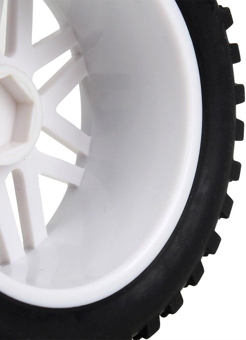 BQLZR 4X White Front Rear Wheel Rim Rubber Tyre Replacement for RC 1:10 Off-Road