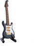 Dselvgvu Wooden Miniature Electric Guitar with Stand, Black Model for Dollhouse Decoration, 3.92"x1.24"x0.37"