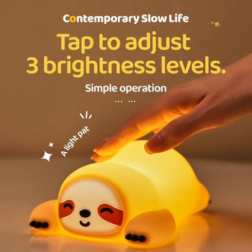 3 Dimmable, ATSUI Sloth Night Light, LED Squishy Novelty Animal Lamp, Food Grade Silicone, Level Breastfeeding Nursery