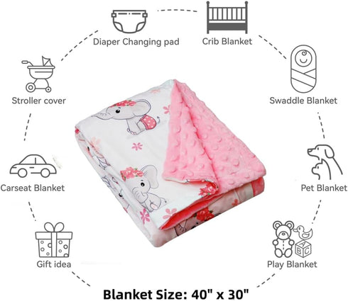 FIGEPO 30 40 Inch 1) New Born Baby Girl Double Layer Fuzzy Toddler Throw Blankets Soft Plush Minky Daycare Blanket