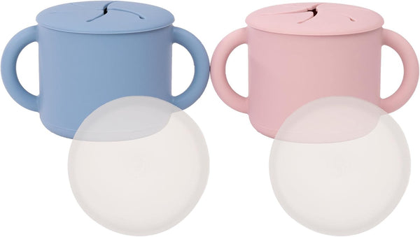 WeeSprout Snack Containers, Set of 2 Food Grade Silicone Cups with Spill-Proof Tops for Toddlers and Babies