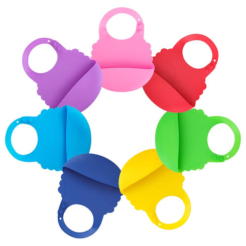 7 Pack Silicone Baby Bibs for Babies & Toddlers (6-72 Months), Waterproof Feeding, Easy Clean, Unisex, Non Messy
