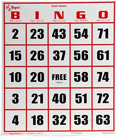 Regal Bingo - Easy Read Jumbo Bingo Cards, 50 Count, Perfect for Large Groups, Non-Repeating Set