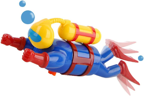 Wind-Up Diver Bath Toy for Toddlers Clockwork Powered Swimming & Diving Frogman,