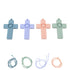 Hztyyier 4PCS Baby Teething Toys, Cross Shape Teethers with Silicone Lanyard, Colorful Infant