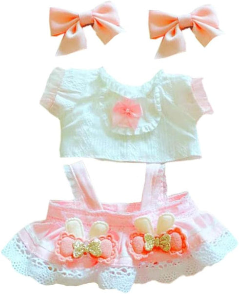niannyyhouse 20cm Plush Doll Clothes: Pink Headwear, Shirt, Skirt for 8in Soft Stuffed Toy